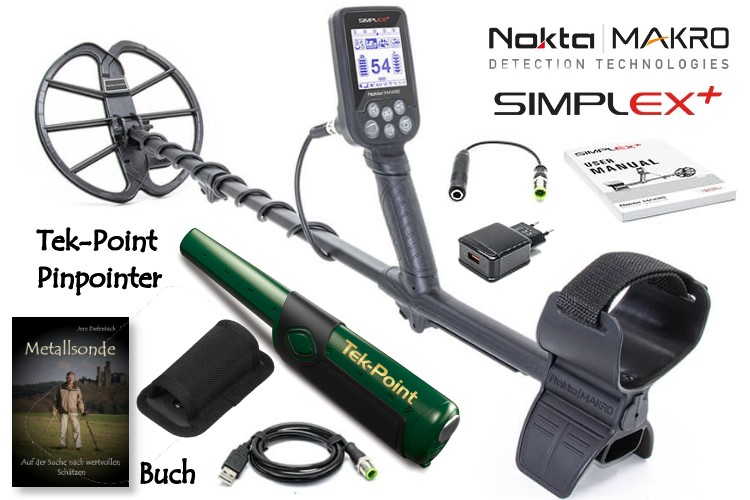 Nokta/Makro Simplex+ Ausrüstungspaket II (Metalldetektor & Tek-Point Pinpointer & Schatzsucherhandbuch)