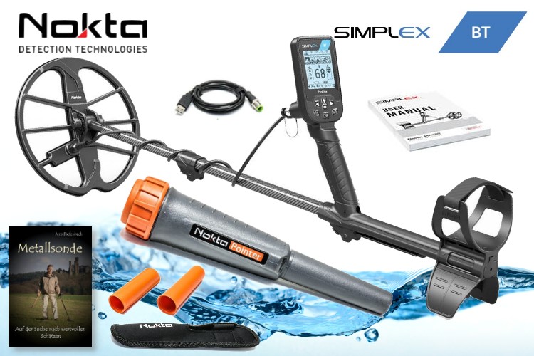 Nokta Simplex BT Ausrüstungspaket (Metalldetektor mit Nokta Pinpointer & Schatzsucherhandbuch) (Rabattpreis) (Rabattpreis)